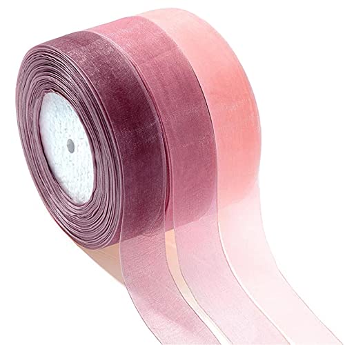 3 Stück Organza Bänder, Organza-Satinband, für Basteln, Dekoratives, Kunst-Scrapbooking, Party, Blumensträuße, Partykranzdekorationen und Geschenkbandschleifen Cover