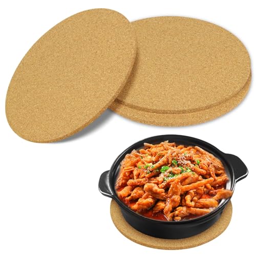 Miniatura 9 de Flintronic Salvamanteles Redondo De Corcho, Juego De 3 Salvamanteles De 20 Cm, Antideslizante, Anticalor, Perfectos Para Ollas Para Cocina Platos Calientes, Ollas Y Sartenes
