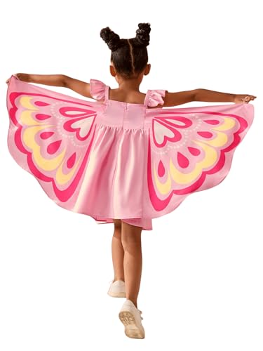 WDIRARA Toddler Girl's Butterfly Wings Ruffle Cap Sleeve A Line Dress Cute Party Dresses