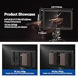 NEEWER F600 7-calowy monitor pola aparatu, ekran dotykowy IPS 2400nit HD 1920 x 1080 z 3D LUT, pętla wejścia/wyjścia HDMI 4K z Peak Focus DSLR Video Assist HDR Waveform, uchwyt na zimną stopkę, 2