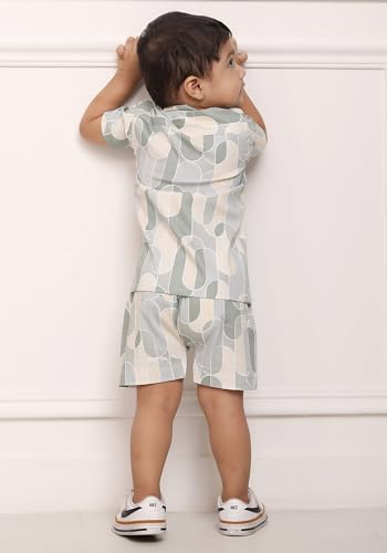 Image of POLKA TOTS Cotton Half Sleeves Shirt With Shorts, All Over Print Cord Set for Baby Boy Kids