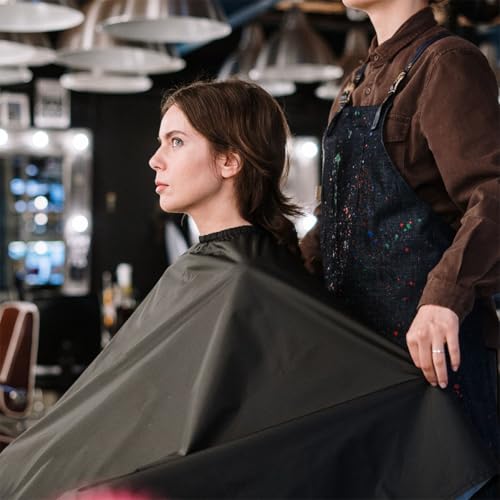 2 piezas capa impermeable para cortar cabello negra, capas transpirables para peluquería, delantales para estilismo profesional y barbero miniatura 4