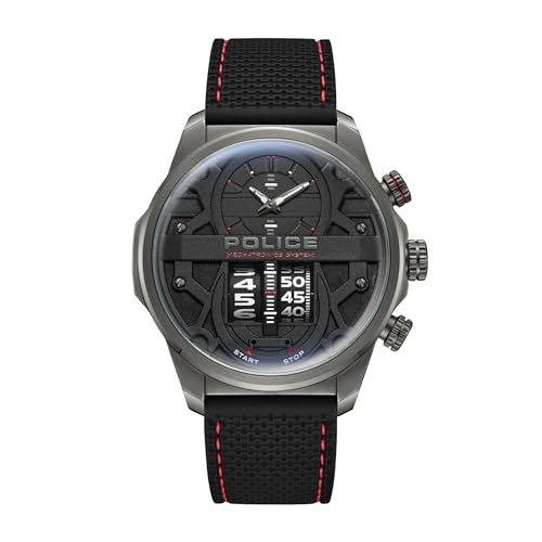 Police Reloj analógico de Cuarzo para Hombre con Correa de Silicona PEWJM0006505, Gris-Negro