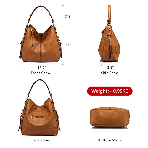 Image of Realer Hobo Crossbody Bags for Women Designer Faux Leather Hobo Handbags Retro Large Size Shoulder Bag Bucket Purse
