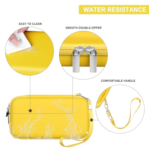 Supmay Hard Travel Case for My Arcade Atari Pocket Player Pro, Portable Video Game System Handheld Game Protection Case with Mesh Pocket for Batteries and USB-C Cable, Yellow - Thumbnail 3