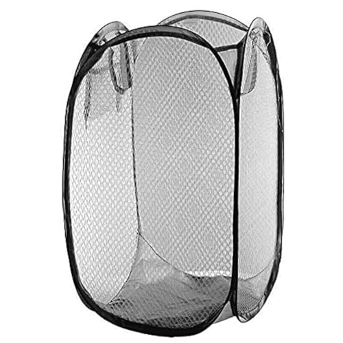 WARESHARK Bolsa de lavandería plegable negra para lavandería, cesta de malla, organizador de almacenamiento para lavandería, baño, habitación de los niños, dormitorio universitario o viajes
