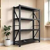 Storage Shelves Heavy Duty, Metal Garage Shelving Units, 4 Tier Storage Rack Shelf, Steel Industrial Shelving, Adjustable Standing Shelf for Basement/Warehouse (Black, W41.34*D19.69*H78.74)