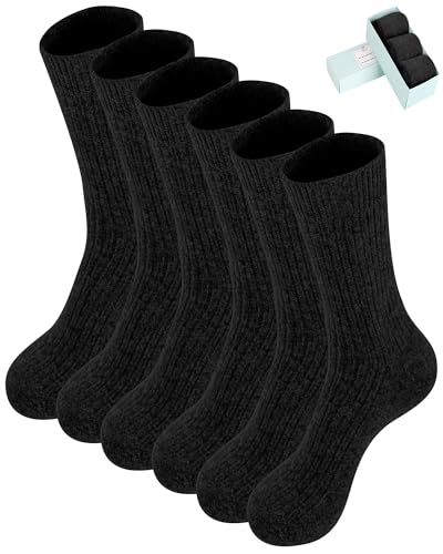 Image of CHAO RAN 3 Pairs Mongolia Wool Cashmere Socks for Men Winter Warm Male Socks Thick Soft Dress Crew Socks