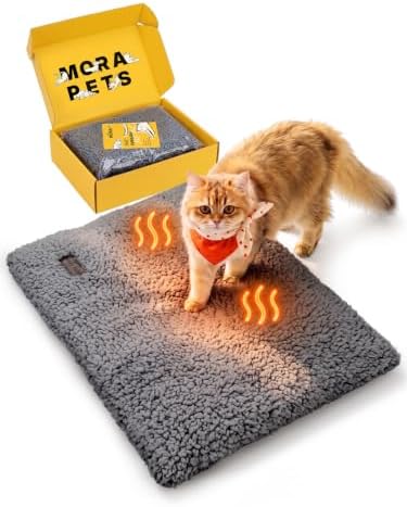 Mora Pets Selbstheizende Katzendecke Selbstwärmend Decke Katze, 61 x 46 cm | Heizdecke für Katze Ohne Strom, Wärmedecke Angenehm Geräuschlos, Katzen Decke Flauschig & Rutschfester,