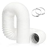 100mm Ducting, 10 m Ducting Tumble Dryer Vent Hose Can be Cropped PVC Ventilation Air Ducting Flexible Aluminum for Extractor Fan Hydroponics Tumble Dryer (White)