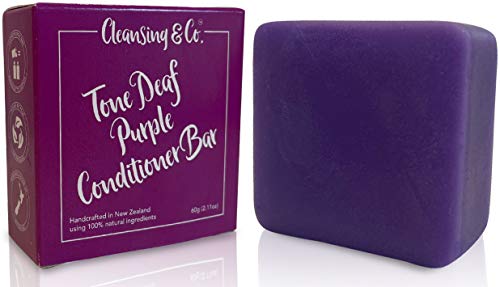 Cleansing & Co 2.11oz Hair Conditioner Bar For Blonde or Silvering Hair - Hand Made, Zero Waste, Plastic Free, SLS Free, Natural Conditioner Bars for Body Care (Eco-Friendly Purple Bar Conditioner)