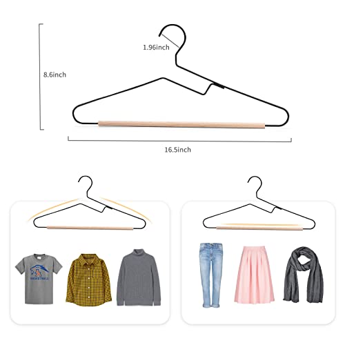 Nature Smile Premium Black Matt Metal Suit Clothes Hanger 10 Pack With A Smooth Beech Wood Pants Bar,Unique Coat Hanger Dress Hanger Shirt Hanger thumb #1