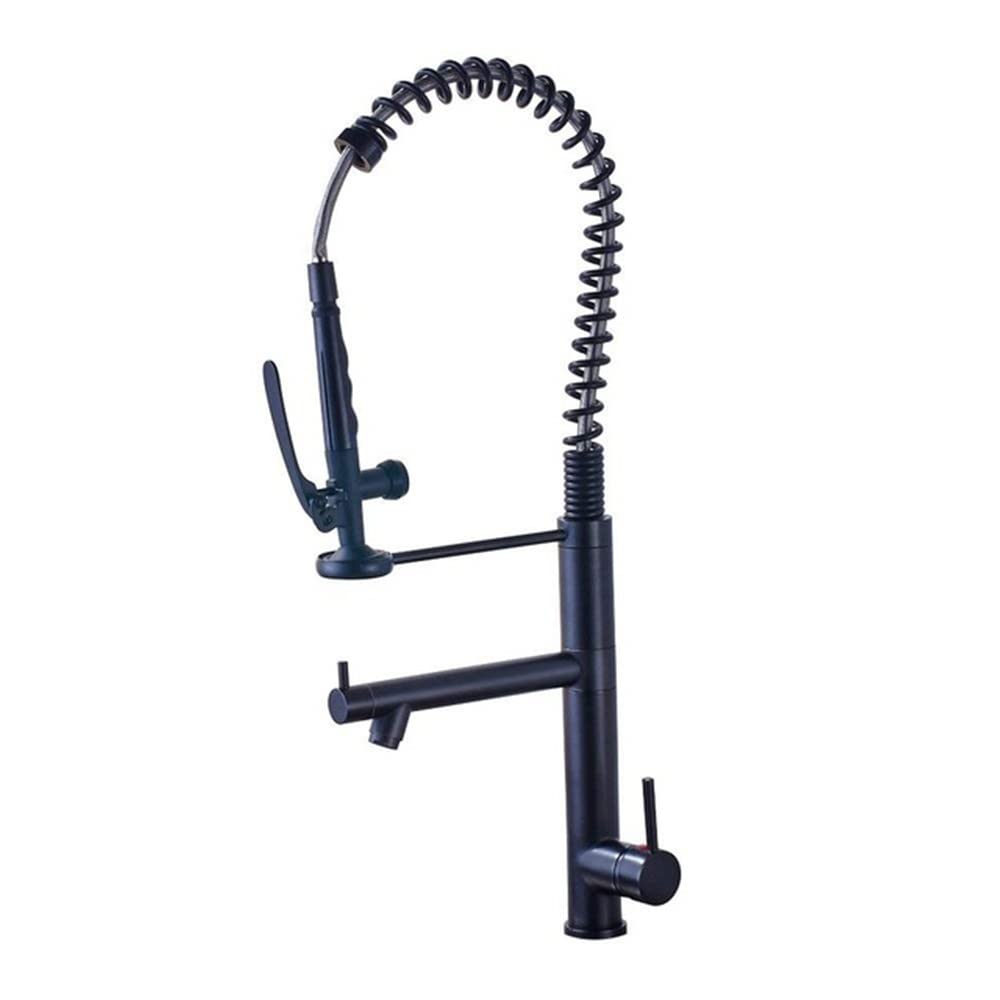 SnamicE Kitchen Tap Mixer Kitchen Sink Faucet with Pull Out Sprayer, 360° Rotatable Sink Mixer,Black Bronze a