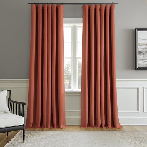 HPD Half Price Drapes Room Darkening Curtains for Bedroom 84 Inches Long (2 Panels) - Rod Pocket 100% Polyester Curtains & Drapes for Living Room and Windows - 50W x 84L, Rust
