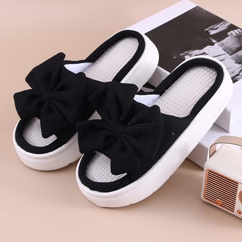 Women's Slippers Cozy Open Toe Thick Soled Bow Slide Casual Shoes For Home Relaxation Comfortable Soft Indoor2