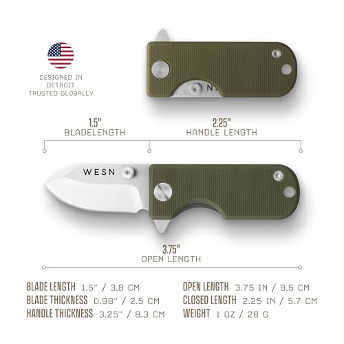 Image of WESN Microblade Folding Pocket Knife, OD Green G10 x Titanium