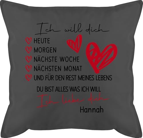 Personalisiertes Dino Kissen 50x50cm - Kinderkissen Mit Namen & Dinosaurier Motiv In Grau