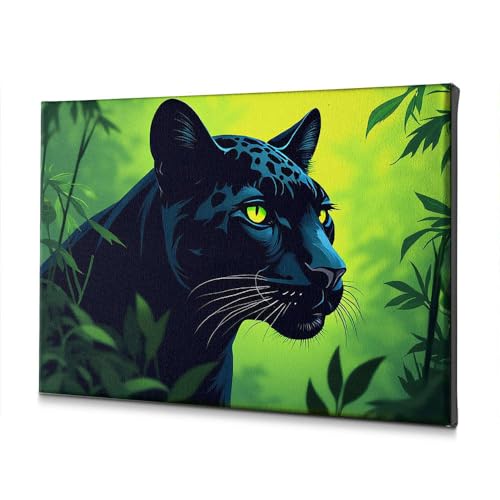 Tableau décoration Pâques panthère noire jungle sur toile pour mur de salle de bain