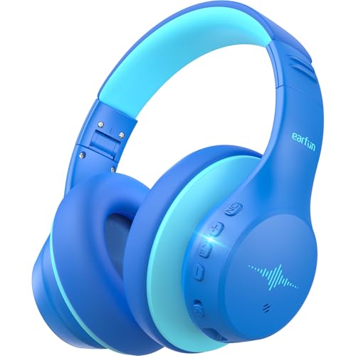 EarFun Active Noise Cancelling Headphones for Kids, Kids Bluetooth Headphones Wireless, Safe Volume 74/85/94dBA, 120H Play Time with Mics, Foldable for for Airplane, Travel, Study, Tablet/PC