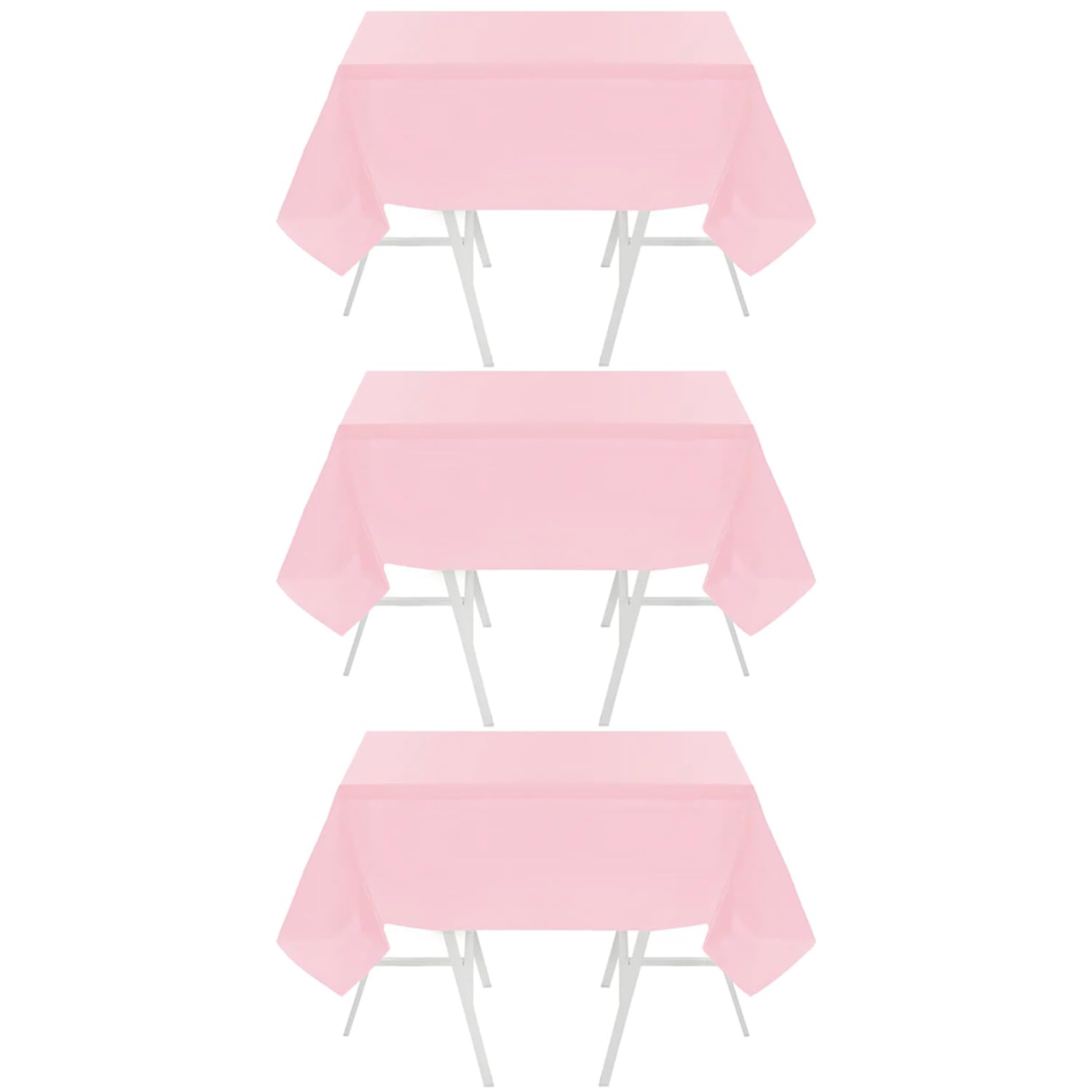 I LOVE FANCY DRESS Pink PVC Tablecloth - Pack of 3-71" x 43"/180cm x 110cm Plain Pink PVC Table Cover - Wipe-Clean Reusable Party Tableware Decoration