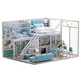 YUACY Puppen Haus Kit,DIY Puppe Haus 3D Holz Montage Mini Puppe Haus Spielzeug Schlafzimmer KüChe Bad MöBel Set Spaß Montage Spielzeug Geschenke,Poetry,L