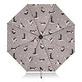 FFYHO Folding Inverted Umbrella Yoga Dogs Poses Exercises Portable Windproof Umbrellas for Rain & Sun Boston Terrier Easy Automatic Open & Close Travel Umbrella for Men Women