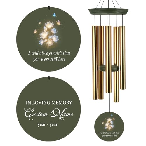 Image of Personalized 30 /36 inch Memorial Wind Chimes for Outside, Sympathy Gifts Wind Chime for Loss of Loved One, Beautiful Decor with Deep Tone, Ideal for Funeral, Remembrance & Bereavement, Produced in Texas
