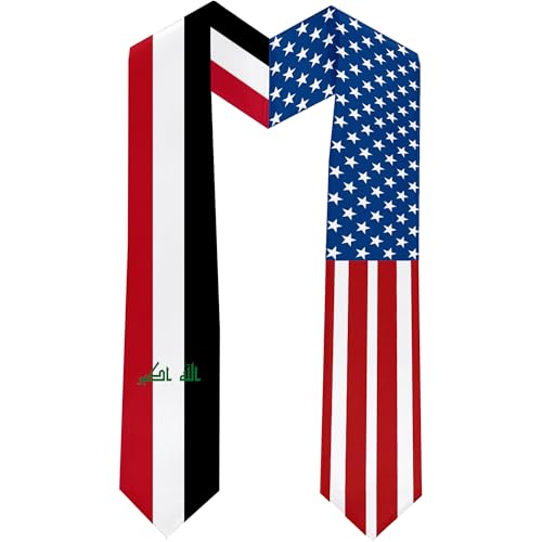 2025 Iraq Flag and USA Flag Graduation Stole Graduation Sash for International Student (Baccalaureate Gown and Hat Not Included)