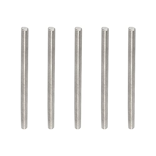 Rebower Totalmente Roscado Varilla 304 Inoxidable Acero Perno Prisionero Barra, [para Perchas Abrazaderas U Pernos] - M6x100mm Macho Roscado/Plateado/Paquetes de 5