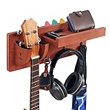 VUDECO Guitar Mail Key Holder for Wall Decorative, Wooden Wall Key Rack Orgainzer, Guitar Wall Mount Key Hanger with Shelf/Rack/Pick/Hooks, Mail Organizer Wall Mount for Entryway Hallway