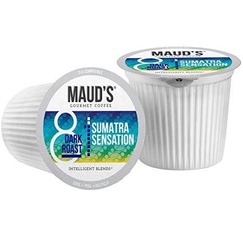 Maud's Dark Roast Sumatra Coffee (Sumatra Sensation), 100Ct. Recyclable Single Serve Single Origin Dark Roast Coffee Pods – 100% Arabica Coffee California Roasted, Sumatra Coffee K Cups Compatible #TOP2