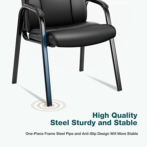 Image of OLIXIS Waiting Room Reception Chairs Set of 8, Leather Office Desk Guest Stationary Side Chair with Padded Arms for Home Conference Lobby Area Meeting Church Medical Clinic Elderly Student