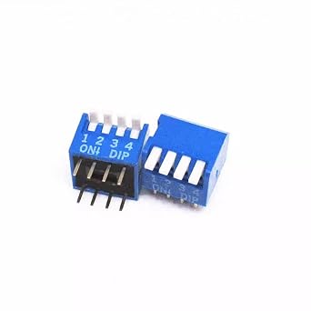10Pcs Piano Actuated DIP Switch 4 Position Through Hole Side-Actuated 2.54mm Pitch for Circuit Breadboards PCB Blue