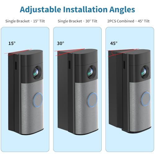 Image of Ring Doorbell Corner Mount Compatible with Wired Doorbell /Plus(2nd) /Pro(3rd) & Battery Doorbell /Pro /Plus(2026 Newest Model) - 15 /30 /45 Degree Adjustable Angle Wedge Mount