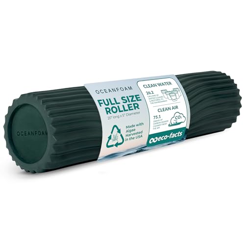 Oceanfoam Tidal Roller - Rodillo de espuma de masaje muscular para dolor de espalda y estiramiento, textura de onda ancha, diseño ergonómico, tamaño completo, 20 x 5 pulgadas, color cazador
