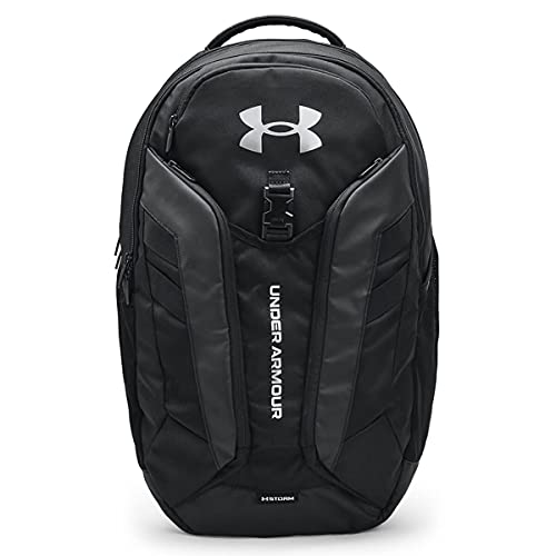 Under Armour Adult Hustle Pro Backpack , Black (001)/Metallic Silver , One Size Fits All