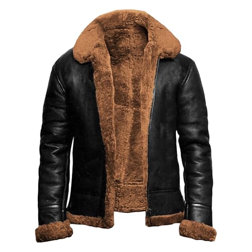 Manteau hiver cuir sherpa homme avec doublure polaire thermique