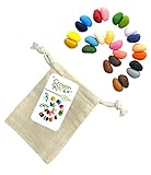 Crayon Rocks Art Supplies Safe For Kids & Toddlers - 24 Coloring Non Toxic Crayons - Tripod Grip Coloring Pencils for Drawing, Learning, and for Handwriting Development - Comes in a Muslin Bag