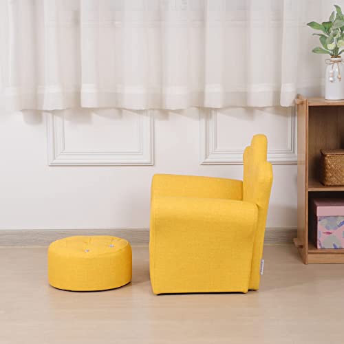 Getifun Kids Sofa Chair, Upholstered Armchair Small Couch With Wooden Frame, Pvc Leather For 1-3 Years Old Children,22" *15" *18" (Yellow) #TOP6
