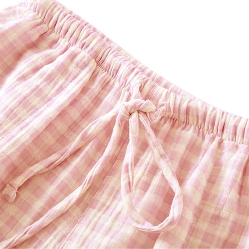Image of STMAHER 2 Pack Women's Cotton Pajama Bottoms Lightweight Sleep & Lounge Pants Plaid Sleepwear Long Pj Pants