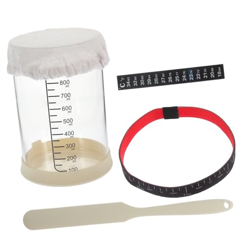 Beatifufu Tarro de Fermentación de Vidrio Resistente al Calor con Espátula Accesorios Kit Completo para de Masa Madre Natural para Panadería