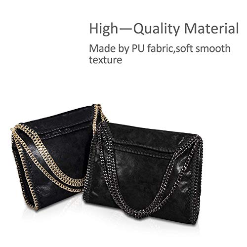 ZIYUEZIKUN Umhängetaschen für Frauen Damen Kette Umhängetasche Kettentasche Taschen für Damen Casual Handtasche große Hobo Schultertasche (Schwarz)