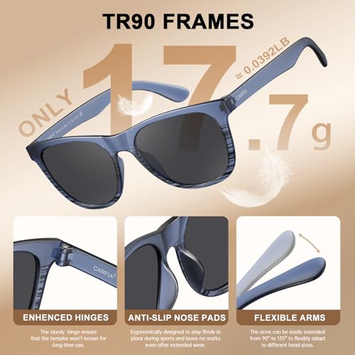 Image of CARFIA Zero - Gravity Feel Polarized Men's Sunglasses UV Protection Flexible Durable Ultralightweight TR90 Sport Frame CA0931
