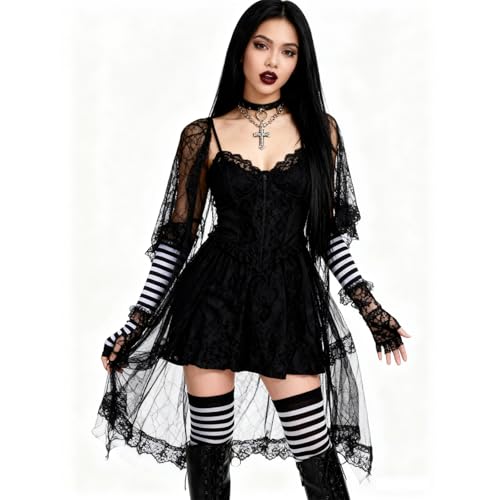 Image of YELAIVP Over Knee Rainbow Thigh High Socks Gloves Set Cosplay Accessories Arm Leg Warmers for Girls