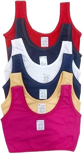 Pack of 6 Women's Cotton Sports Bras – Magical Air Gym Bra, Slip-On, Wire-Free Yoga Bras, Multicolor Comfortable Workout I...