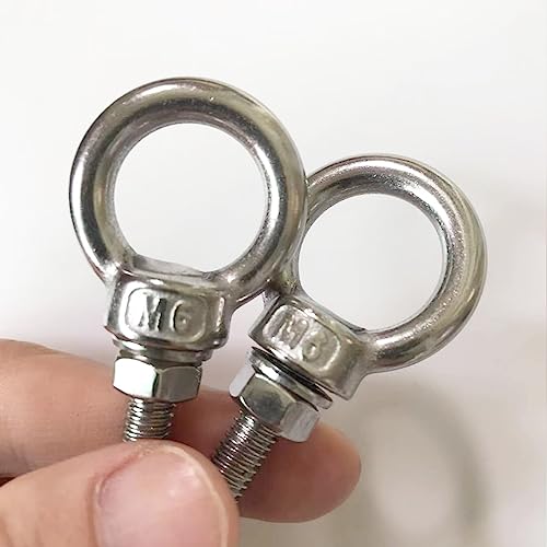 Image of Shoulder Eye Bolt, M6 Stainless Steel Eye Bolts1.2 Heavy Duty EyeBolts Screws, 5 PCS M6 (Thread Length 30mm), Accessories Include Nuts and Washers Set