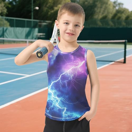 Boys Tank Top Shirts 3D Abstract Graphic Blue Red Print Sleeveless T-Shirts Crew Neck for Kids Clothing Children 6