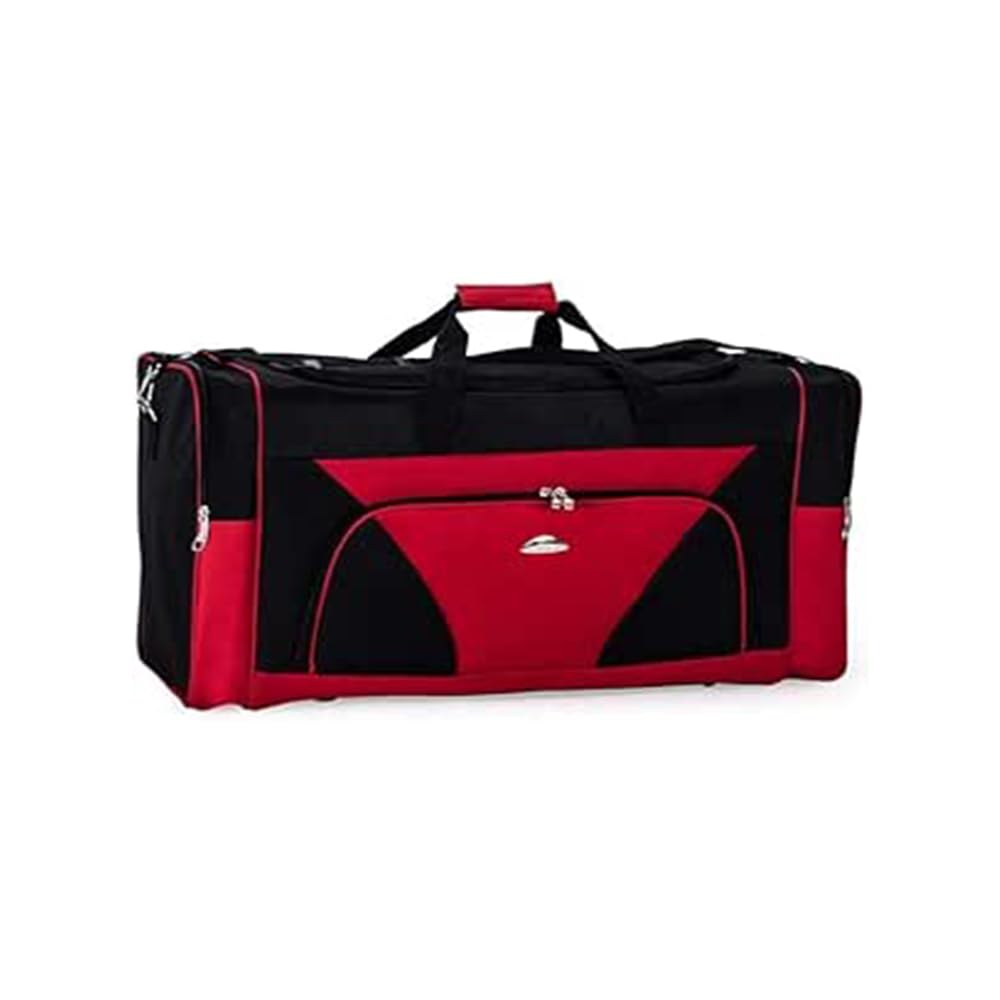 Urban London Sports Gym Bag Duffel Bag – Lightweight, Durable Outdoor Luggage Duffle Bag Holdall for Gym Climbing Sports Travel Crossfit (Black & Red, Extra Large 32 Inch)