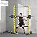 Soozier Squat Rack with Pull-Up Bar, Adjustable Power Rack with Barbell Bar, Multi-Functional Bench Press Rack for Home Gym Strength Training, Yellow