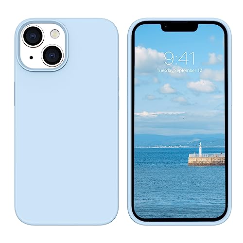 Coque antichoc iPhone 14 silicone liquide bleu clair BENTOBEN protège contre chutes